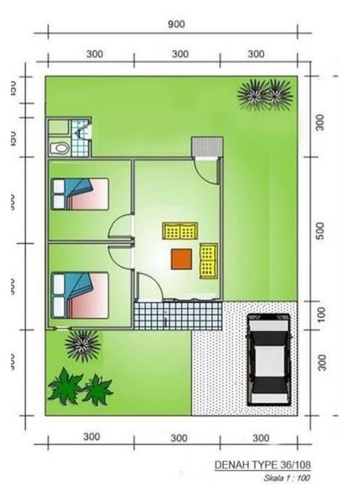 foto denah rumah tipe 36/108 perumahan RIZKY ANGGOEYA PERMAI III