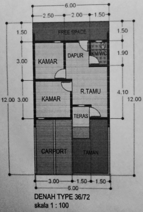foto denah rumah tipe 36/72 perumahan PERUMAHAN GIRI JAYA ASRI