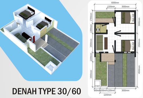 foto denah rumah tipe 30 perumahan Grand Tirta Residence