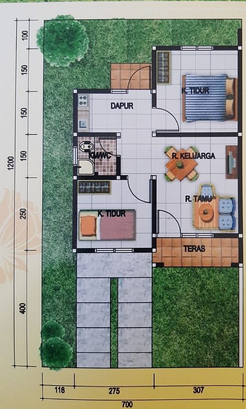 foto denah rumah tipe RS 36/84 perumahan Perumnas Besang Asri Residence