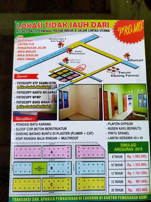 foto denah rumah tipe RSH 36 perumahan GRIYA INDAH LESTARI