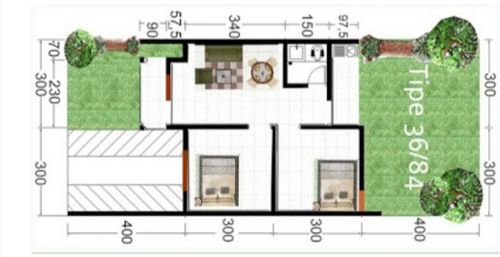 foto denah rumah tipe 36 perumahan pinang baririk VII tahap 2