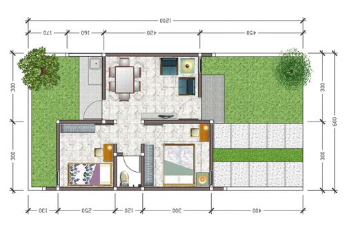 foto denah rumah tipe 36/72 perumahan GREEN JENEPONTO