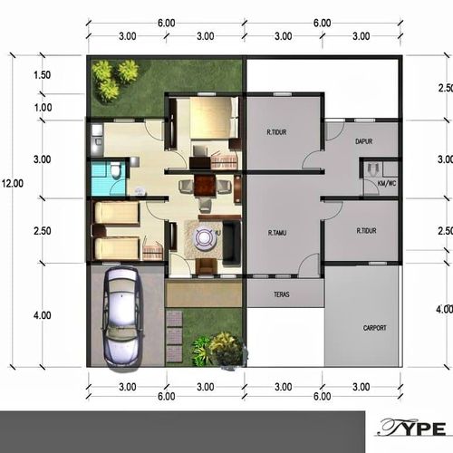 foto denah rumah tipe 36/72 perumahan Perumahan platinum garden 3