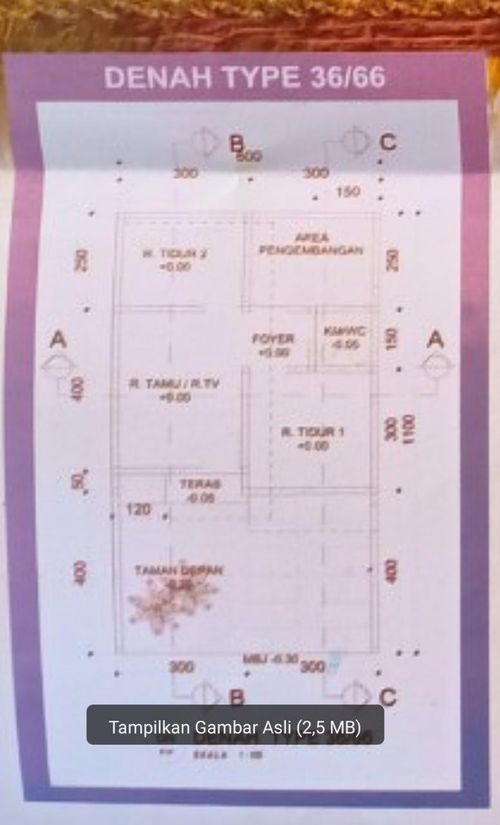 foto denah rumah tipe 36/66 perumahan Graha Bahari Permai