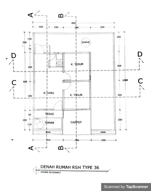 foto denah rumah tipe 36/85 perumahan KIRANA RESIDENCE