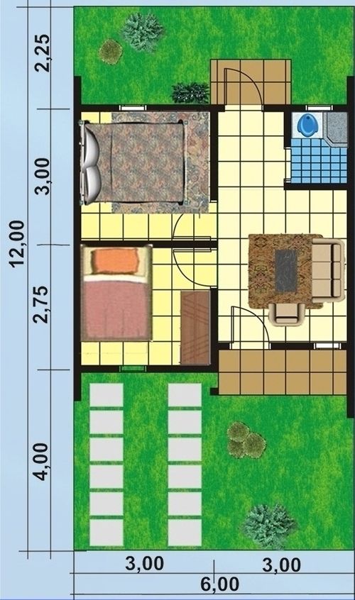 foto denah rumah tipe 36/72 perumahan Perumahan Griya Widengan Indah