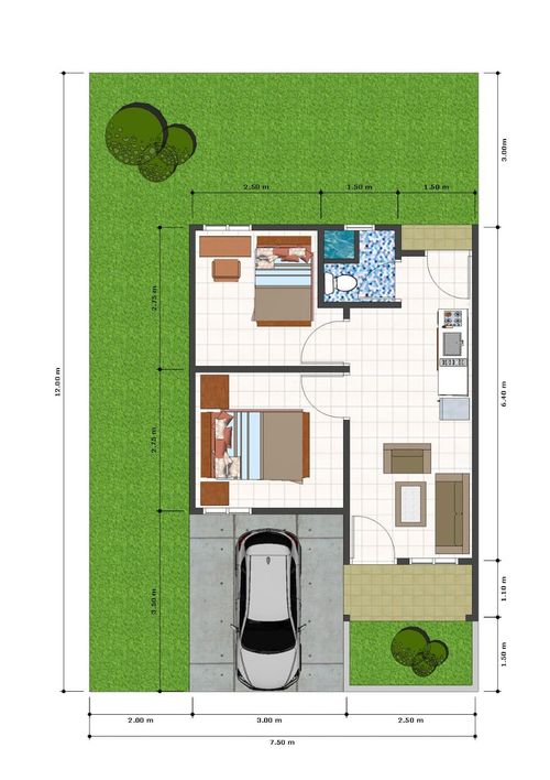 foto denah rumah tipe 32/90 perumahan Palma Hill