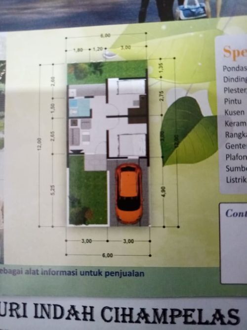 foto denah rumah tipe T.26/60 perumahan Puri Indah Cihampelas
