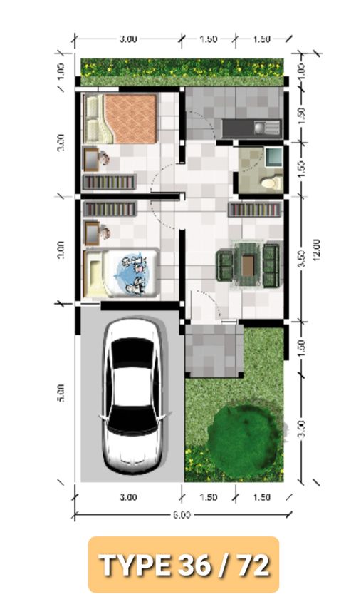 foto denah rumah tipe Grandis perumahan GRAND LAWANG RESIDENCE