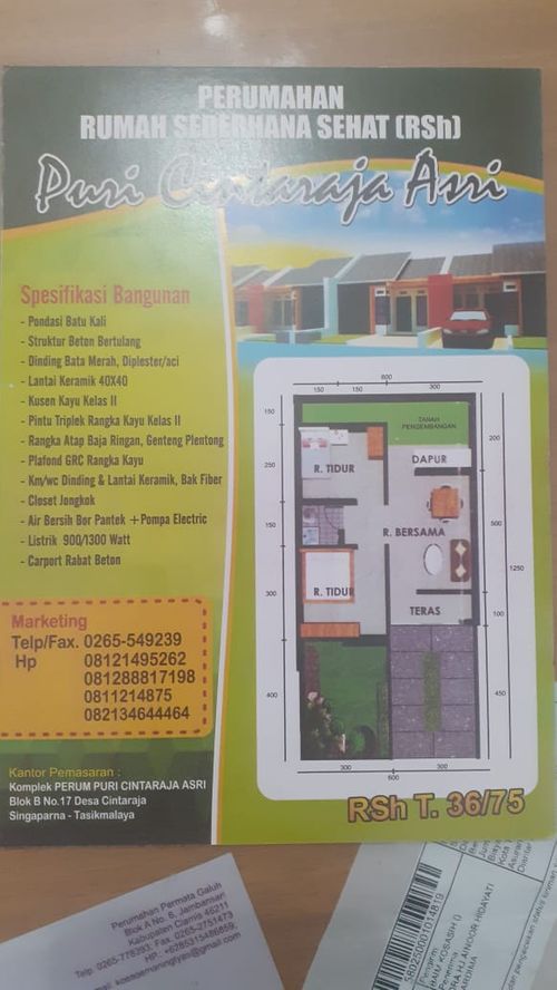 foto denah rumah tipe 36 perumahan Puri cintaraja asri