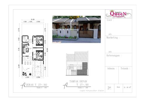 foto denah rumah tipe 27+ perumahan QUEEN GARDENIA 2