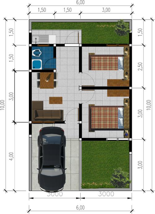 foto denah rumah tipe 30/60 perumahan Bukit Argenia
