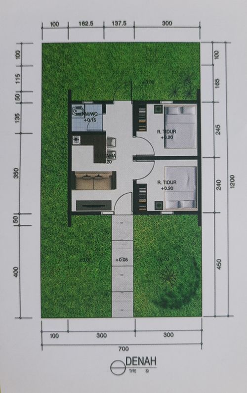 foto denah rumah tipe RST.30 B perumahan Perumnas Kalipuro Asri