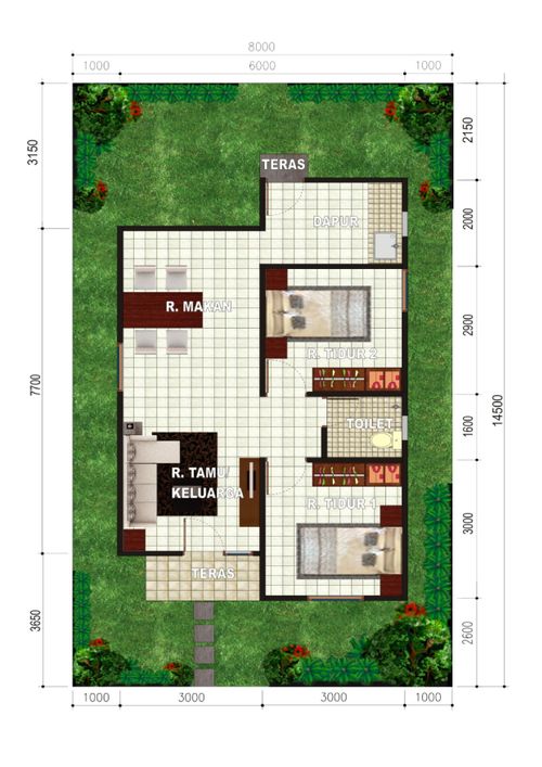 foto denah rumah tipe T.60 PONDOK AMOR INDAH perumahan Pondok Amor Indah