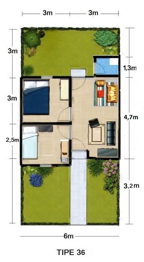 foto denah rumah tipe 36 perumahan Nusantara Permai