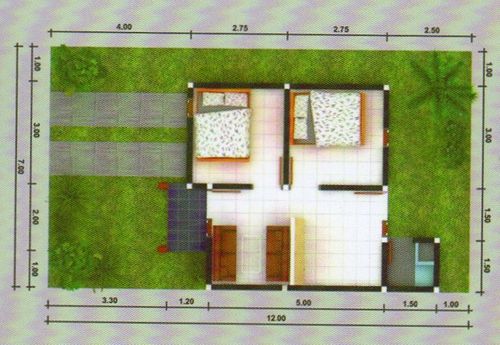 foto denah rumah tipe 36/84 perumahan Puri Gading Mas Permai