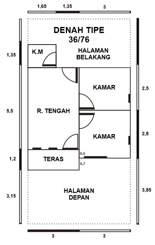 foto denah rumah tipe 36-76 perumahan Citra Permai