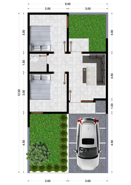 foto denah rumah tipe 36/72 perumahan GRAHA CIPTA TAMANSARI