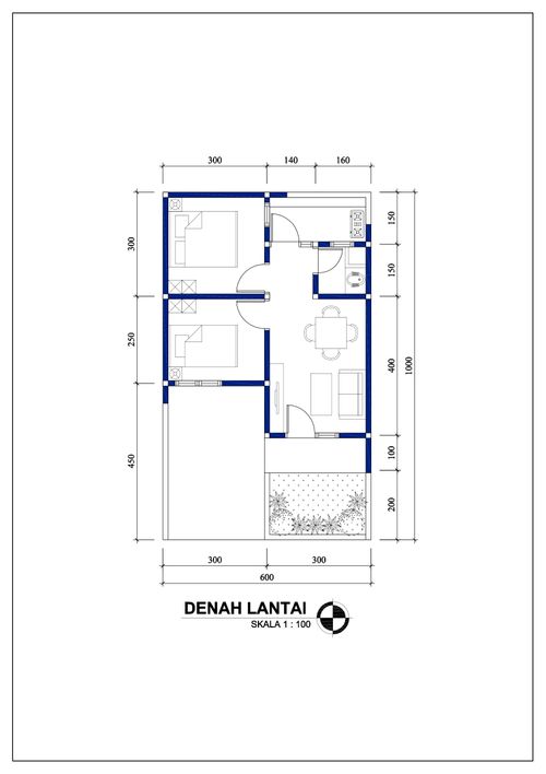 foto denah rumah tipe 36/60 perumahan INTILAND VILLAGE CIEKEK