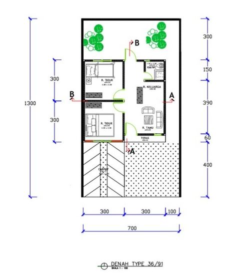 foto denah rumah tipe 36/91 perumahan Mahoni Residence