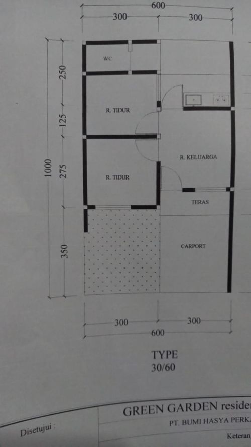 foto denah rumah tipe 30/60 perumahan GREEN GARDEN RESIDENCE
