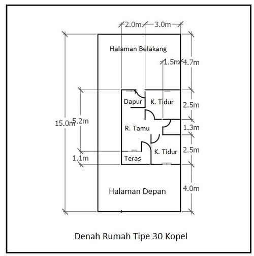 foto denah rumah tipe 30 KOPEL perumahan SEJAHTERA LAND OETALU