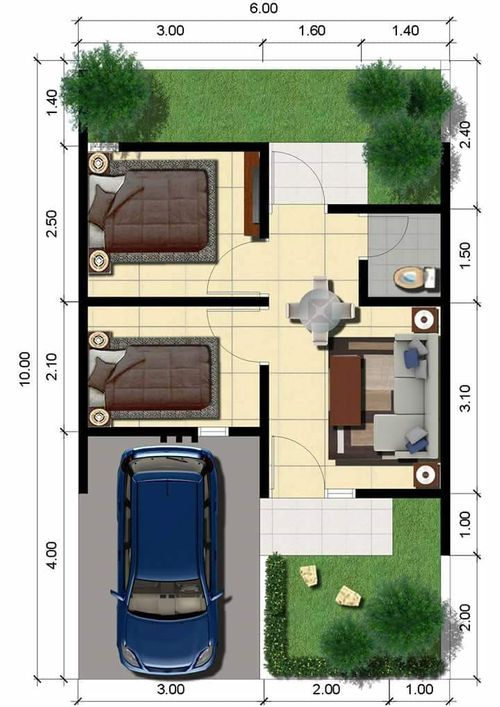 foto denah rumah tipe 30/60 perumahan DJAWAKARYA RESIDENCE