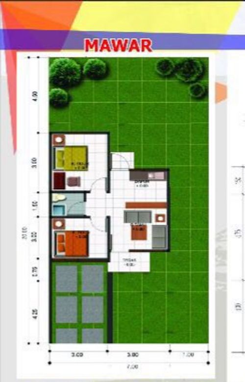 foto denah rumah tipe MAHONI perumahan pesona alpen meulaboh