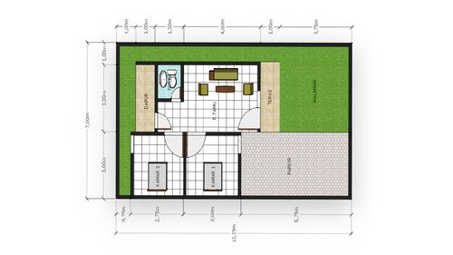 foto denah rumah tipe 36/80 perumahan Bintang Asri