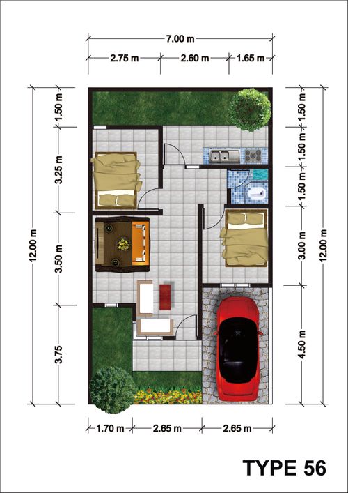 foto denah rumah tipe 56 perumahan REMBANGAN HILL RESIDENCE