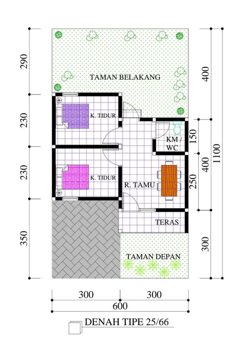 foto denah rumah tipe 25/66 perumahan RICH GARDEN