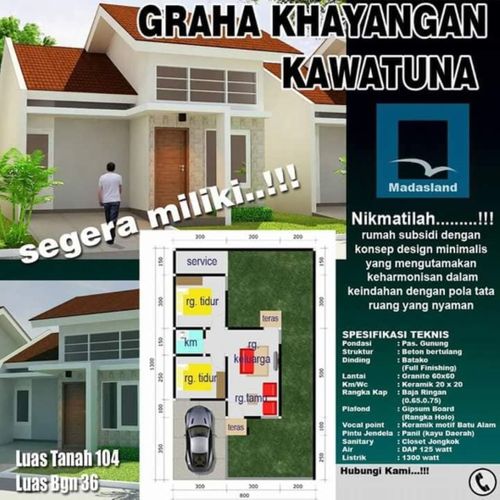 foto denah rumah tipe 34 perumahan Graha Khayangan Kawatuna