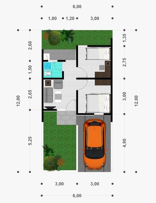 foto denah rumah tipe T.32/72 perumahan Puri Indah Cihampelas