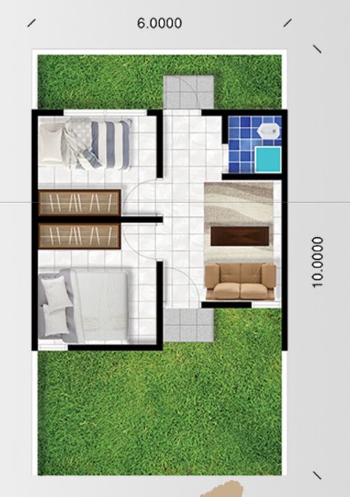 foto denah rumah tipe 30/60 perumahan Pesona Jati Indah Cibungur
