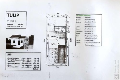 foto denah rumah tipe TULIP perumahan PURI CITRA INDAH