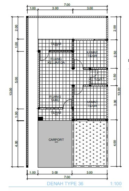 foto denah rumah tipe RST 36 M2 perumahan  DIVA REGENCY PADANG SARAI
