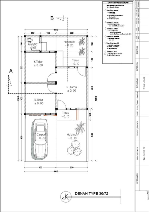 foto denah rumah tipe 36 / 72 perumahan PURI CINTA RESIDENCE 2 & 3