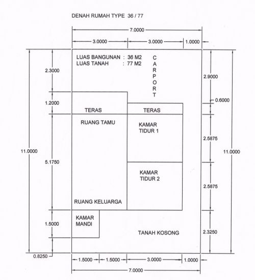 foto denah rumah tipe 36/77 - 123jt perumahan Pondok Mutiara Tahap 2