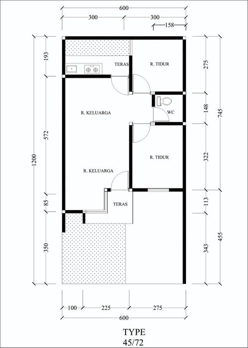 foto denah rumah tipe 45/72 perumahan GREEN GARDEN RESIDENCE