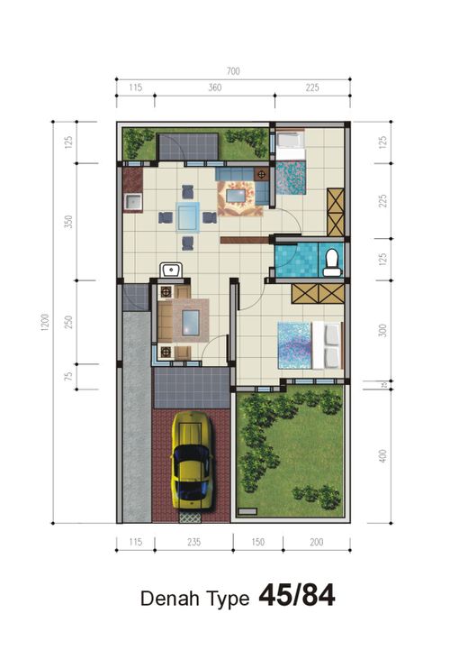 foto denah rumah tipe T.45/84 perumahan Graha Beber Raya