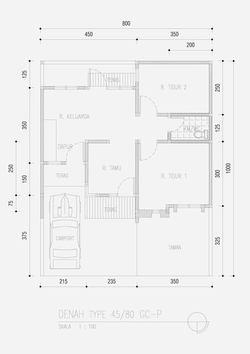 foto denah rumah tipe T.45/80 perumahan Graha Cendana Pabuaran