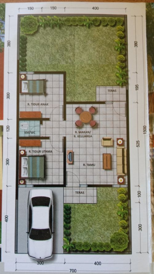 foto denah rumah tipe 45/105 perumahan bantaeng metro residence