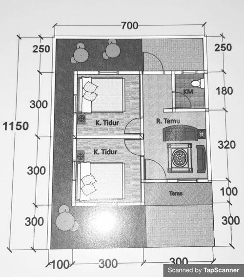 foto denah rumah tipe 36/80 perumahan Tanah Jawa Asri