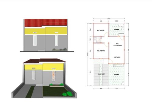 foto denah rumah tipe 36/72 perumahan Perumahan New City Kalukuang Permai