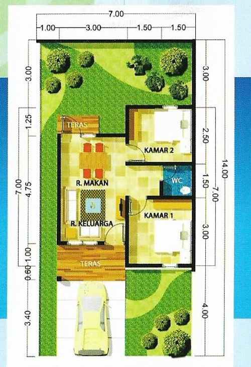 foto denah rumah tipe 36/98 perumahan KALIANDA RESIDENCE