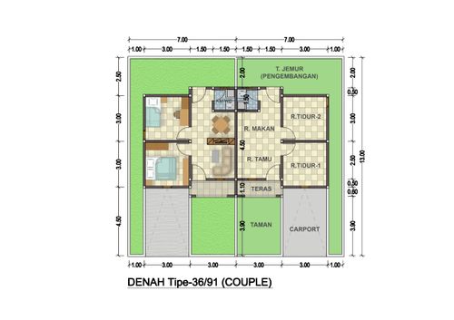 foto denah rumah tipe 36/91 (Couple) perumahan Griya 24 Asri I