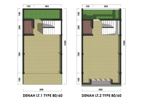 foto denah rumah tipe 80/60 perumahan PESONA PERMATA HIJAU