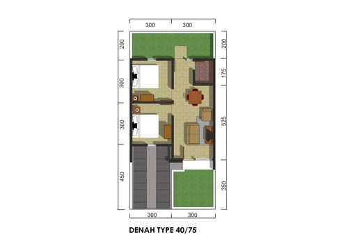 foto denah rumah tipe 40/75 perumahan PESONA PERMATA HIJAU