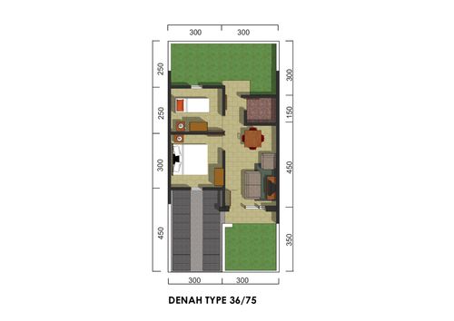 foto denah rumah tipe 36/75 perumahan PESONA PERMATA HIJAU